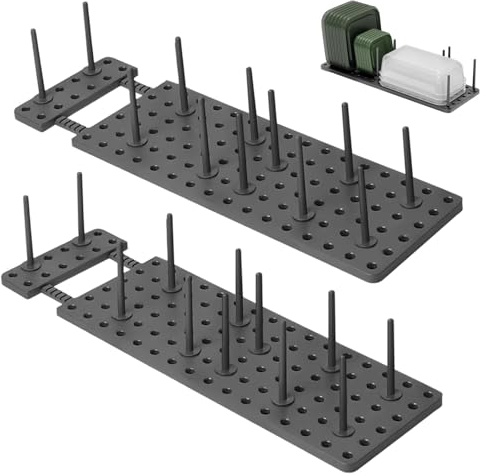 HECHKJ Organizador de Platos Ajustable para Armario Cocina, plateros de Cocina de PP, Organizador ollas y sartenes en cajón, Set de 2 con 24 Soportes, Color Gris
