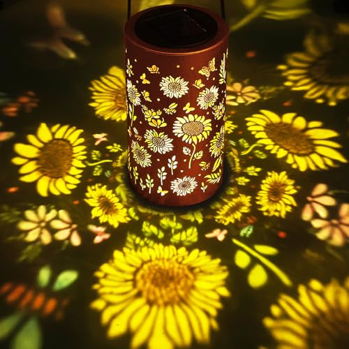 ZKLiLi Sonnenblumen Solarlaterne im Freien wasserdicht IP65 - Geburtstagsgeschenk für Frau Mutter Oma, Muttertags-Geschenk, Solarlichter im Freien, Garten-Dekoration für draußen, Gold