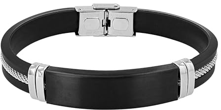 Akzent Armband Herren - Premium Armband Herren in Schwarz aus Silikon, 100% Wasserfest & Hautverträglich