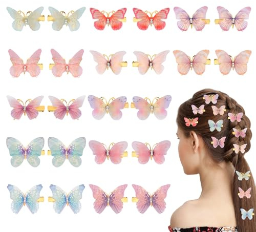 24 Stück Haarspangen Mädchen,Haarclips,Kostüm Schmetterling Kinder,Haarschmuck Mädchen,Schmetterling Haarspange,Haarklammer Schmetterlinge Deko Zubehör,für Damen Hochzeit Party Haar Accessoires