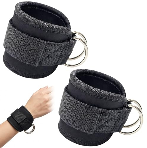 2 PCS Gym Cuffs, Wrist Cuffs Gym Ankle Straps for Cable Machines, Leg Straps Gym for Cable Machine, Gym Ankle Strap Cable Attachment, Gym Wrist Straps, Cuffs Gym, Resistance Band Training Accessories,