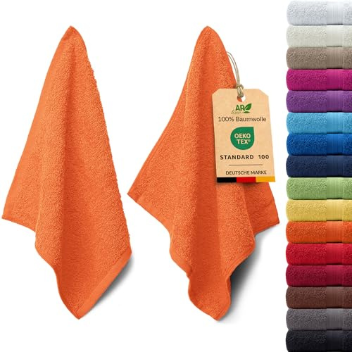 AR Line Arizona 2er Set Seiftuch 30x30 cm – 100% Baumwolle, 500 g/m², weich & saugstark, in Farbe: Terra