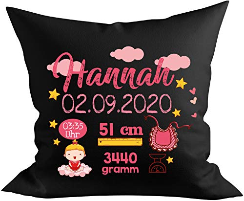 EZYshirt Personalisiertes Kissen als Glückwunsch zur Geburt | Geschenke zur Geburt | Babygeschenk für Jungen und Mädchen