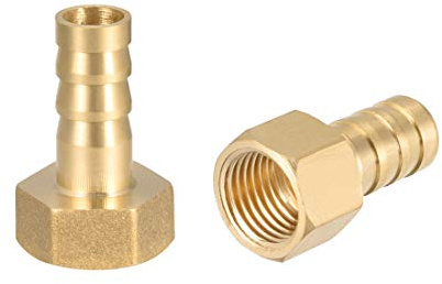 sourcing map 2 Stück Messing Schlauchtülle Schlauchverbinder Anschlussstück 10mm Barb G1/4 Innengewinde Rohradapter Schlauchanschluss für Wasser Luft Öl Gas Rohrverbindungen