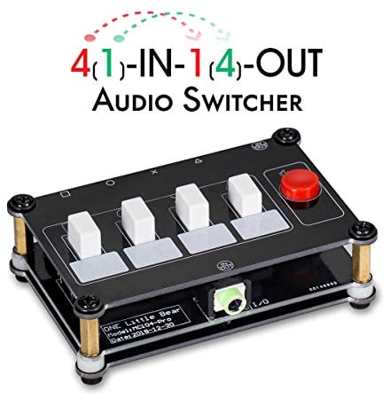 Nobsound Little Bear Commutateur Audio Passif 4 Voies 3,5 mm Mini Stéréo AUX Audio Sélecteur Manuel Répartiteur Audio 4(1)-in-1(4)-Out