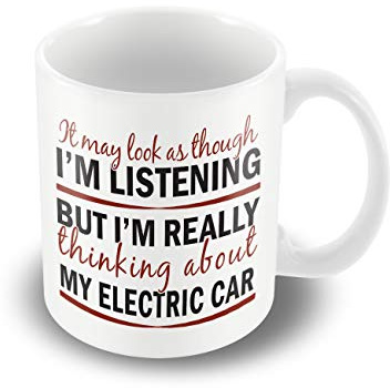Victorian Printing Company - I'm Thinking About My Electric Car - Funny Printed Mug, Ceramic, 11fl.oz.