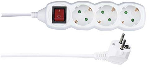 Multiprise 3 prises avec interrupteur Blanc 2 m