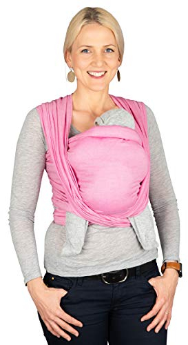 Hoppediz Baby-Tragetuch ab Geburt, Neugeboren bis Kleinkind, 100% Baumwolle, Prag fuchsia 4,60 m