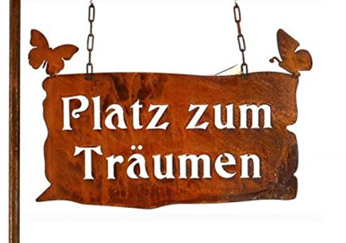 Rostalgie Edelrost Schilder an Kette zum Hängen zur Auswahl Hängetafeln Sprüche Garten Dekoration (Metall, Platz zum Träumen)