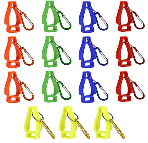 Knpwer 15 Stück Handschuh Clip Handschuhhalter mit Karabiner Handschuh Grabber Halter Aufhänger für Handschuhe Masken Brille Helme Kleiderbügel. (5 Farbe)