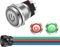 GUUZI 12V-24V/10A Interruttore a Pulsante ad Aggancio NO/NC Impermeabile LED Verde/Rosso Illuminato 22mm Pulsante di Accensione in Metallo con Presa di Corrente