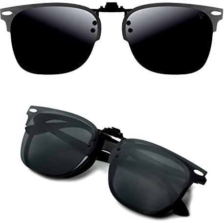 CREYESTAL Polarisiert Sonnenbrillen Aufsatz Brille, Sonnenbrille Clip, Anhebbar und Ultraleicht, Herren, Damen 100% UV400