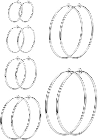 Roheafer 6 Paar Clip-Ohrringe für Frauen Gefälschte Creolen Frühlings-Creolen-Set für nicht durchbohrte Ohren Schmuck 6 Größen