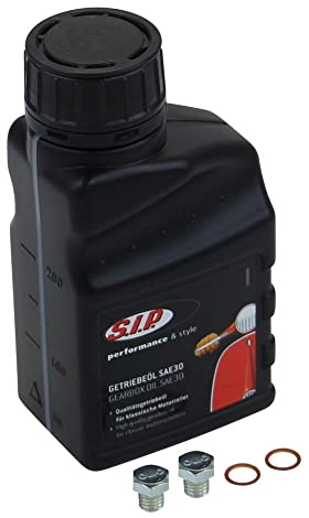 SAE 30 Getriebeöl 250ml + 2x OE Olio Ölschrauben + Dichtung kompatibel mit Vespa PK 50 V 50 N