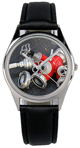 KIESENBERG Armbanduhr Feuerwehr Geschenk Artikel Idee Fan Damen Herren Unisex Analog Quartz Lederarmband Uhr 36mm Durchmesser B-2806