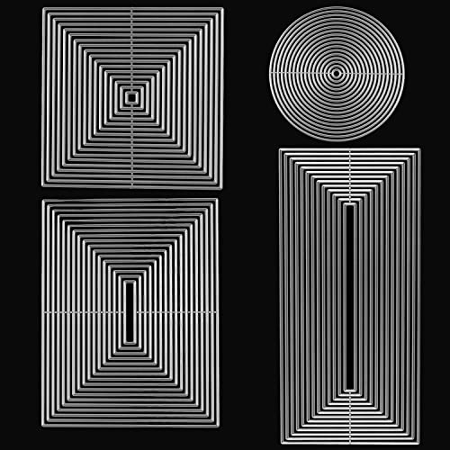 OTCRAFT Slimline Rechteckige Rahmen-Stanzformen für Kartenherstellung, Suqare Kreise, Metall-Stanzformen für DIY, Scrapbooking, Papierbasteln, Handarbeit, Prägeschablone, Stanzschablonen, Formen