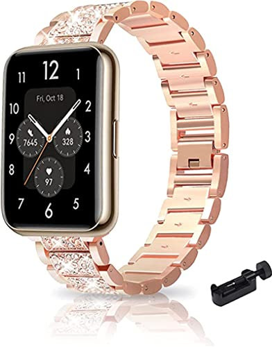 ZHIYONG Metall Armband für Huawei Watch Fit 2 Armband, Frauen Strass Glitzer Verstellbare Edelstahl Ersatzbänder Armband Kompatibel mit Huawei Watch Fit 2 (C)