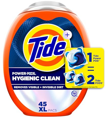 Tide Hygienic Clean Power PODS Laundry Detergent Pacs, Original Scent, 45 Count, Removes Visible and Invisible Dirt