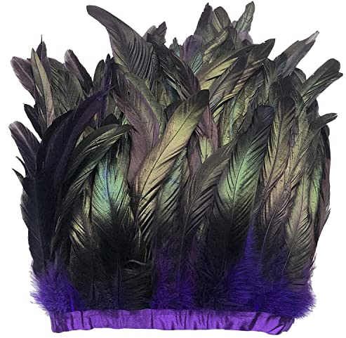 keland 1 Meter Lang und 9 Zoll Breit Hahn Federborte Feather Fringe Trim DIY Feder Cape Schal Rock Halloween Kostüme Dekoration (A-Lila)