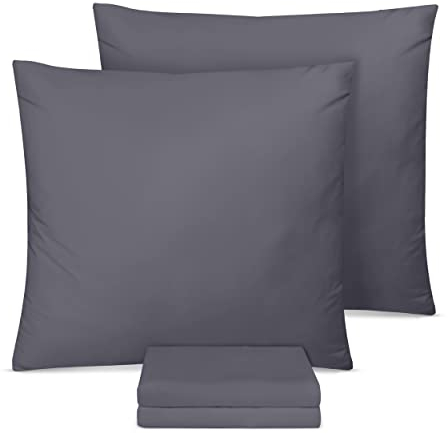 Utopia Bedding - Kissenbezug 60x60 4er Set - Kopfkissenbezug 60 x 60 aus 100% gebürsteter Mikrofaser mit Umschlagverschluss - Falten-, verblassen- und schmutzabweisende Kissenbezüge 60x60 - Grau