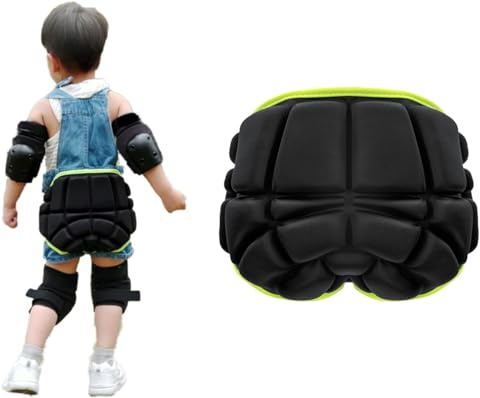 BODLYL Protective Butt Pad, Children Extreme Sports Hip Pad Butt Pads for Skating Roller Hockey Pants Kids Skate Pads Impact Shorts Snowboard Padded Shorts, Children Under 12 Years Old (Black)