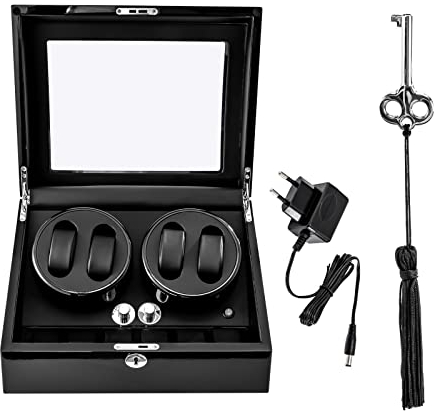SENDERPICK Luxury Uhrenbeweger 4+6, Uhrenbox Uhren Automatisch Watchwinder Kasten mit Leisem Motor 4 Rotation Modi, LED Watch Case Display Kasten