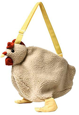 Frauen Kuriertasche Plüsch Hühnertasche Huhn Plüsch Umhängetasche, Nettes Huhn Tier Art Umhängetasche, Reißverschluss Schultertaschen für Damen Rucksack Schultasche