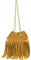 modamoda de T244 Damen Schultertasche Wildleder mit Fransen und Goldkette handmade in Italy, Farbe:Curry