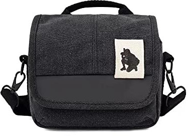 Custodia per fotocamera Borsa a tracolla anti-ladro in tela nera con passante per cintura per fotocamera digitale Canon PowerShot G7X, G7X Mark II, G7X Mark III, Nero