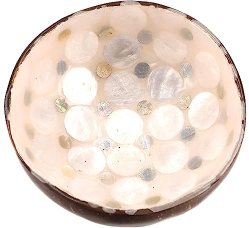 GURU SHOP Bol décoratif en noix de coco Blanc 5 x 14 x 14 cm