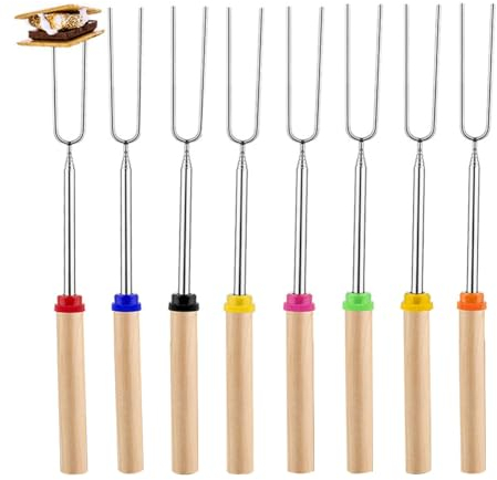 Knadgbft Ensemble de Brochettes pour Faire Griller des Chamallows, Brochettes Extensibles en Acier Inoxydable de Qualité Alimentaire Supérieure pour Barbecue.