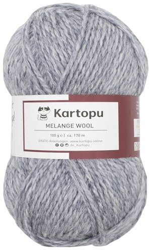 100g Melange Wool Strickgarn Häkelgarn - Farbwahl - volumniöse Strickwolle mit leichtem Tweed Effekt (hellgrau melange)