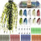 VMSIXVM Ned Rig Jigköder, Ned Rigs Swim Jig Skirts Swimbait für Barschangeln, Weedless Skirted Swimming Bass Jig mit Ned Rig Hook Bait Worm, Finesse Mushroom Jighead, 60/50/10 Stück