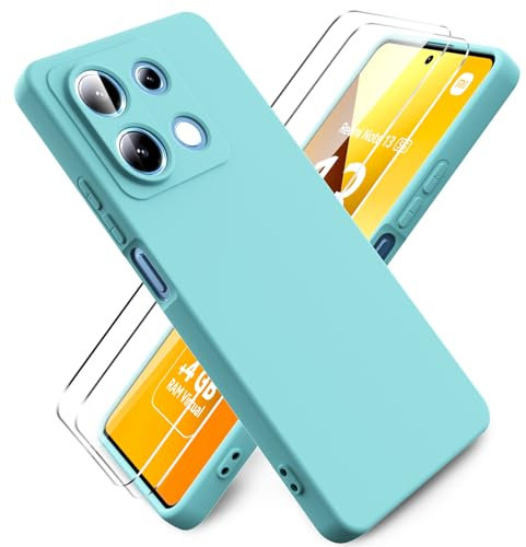 Ikziwreo Cover per Xiaomi Redmi Note 13 5G + 2 Proteggi Schermo in Vetro Temperato,Custodia in Silicone Morbido TPU Liquido,Case Protettiva Gomma Antiurto - Blu Ghiaccio