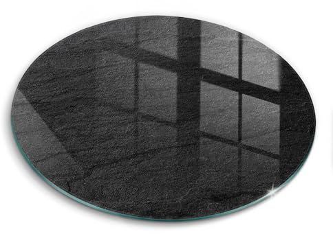 Wallfluent Gehärtetem Glas Rund Durchmesser 40cm mit Motiv Schneidebrett Hartglas Für küche Anti-Rutsch-Pads Robuste - Steinstruktur