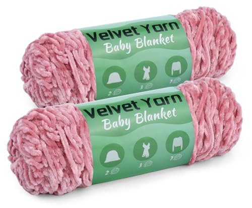 Ruasol Morbido Filato di Velluto, 2 Gomitoli di Lana di Delfino di Velluto da 100g, con Accessori per Lavorare a Maglia e Creazioni Fantasiose