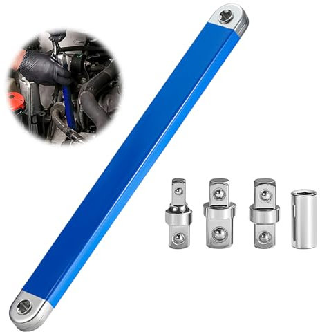 DAWRIS Offset Extension Wrench, 2024 Newest Zero Offset Extension Wrench Tight Reach Extension Wrench SetDrive Adapters Tool Handling in Confined Space with 1/2,1/4,3/8 Square Drive Adapters