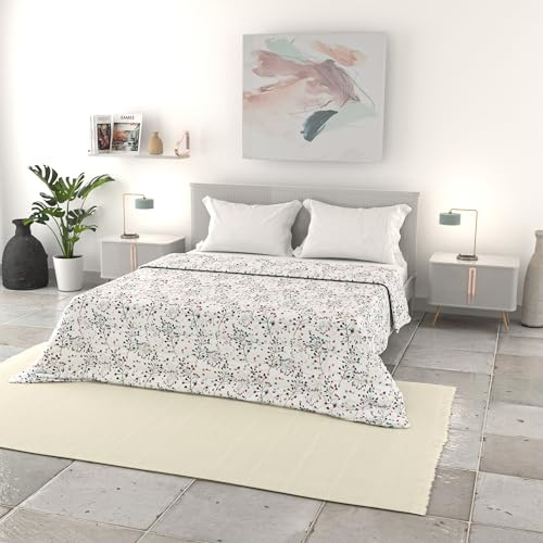 Trapuntino Estivo Linea BASIC Made in Italy Copriletto Stampato in Morbida Microfibra - Trapunta Primavera Estate Mezza Stagione - Flor, Matrimoniale 250x240cm