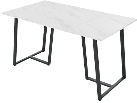Houbos Tisch, Computertisch, Esstisch 140 * 80 * 75/cm, Moderner Küchentisch, Gestell aus Metall Rechteckiger Esstisch aus Moderner Marmormuster Küchentisch mit verstellbaren Füßen (Schwarz)