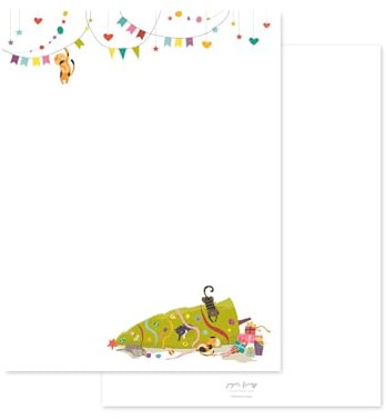 Paper Frenzy Meowy Weihnachtsbriefpapier mit Katzenmotiv, 75 Stück
