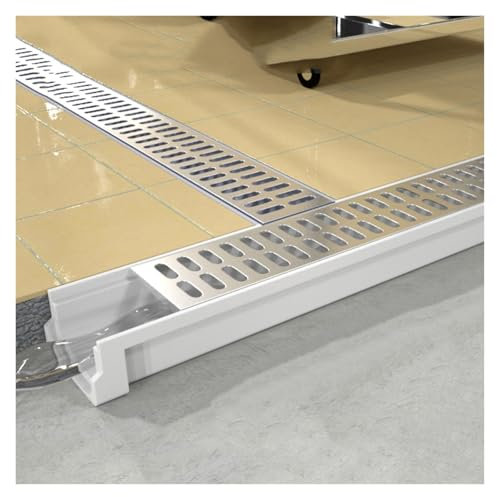 Canaletta Scolo Acqua Canali di drenaggio, kit di canali di drenaggio con griglia rimovibile per doccia, giardino, autolavaggio, cantiere, portico, pozzetto di raccolta acqua piovana(60x10x4cm/24x4x1.