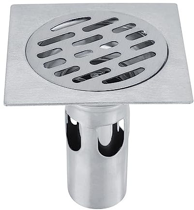 Hominas Drenaje De Suelo Cuadrado De Acero Inoxidable, Tapa Rejilla Desague De Piso Ducha Con Colador Extraíble para Cuarto De Baño, 9,8 X 9,8 Cm