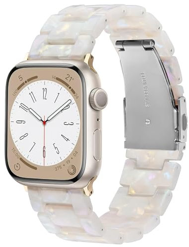 Bracelet en Résine Compatible avec Apple Watch Bandes 38mm 40mm 41mm Boucle en Bande de Remplacement pour Montre Apple Watch Series 9/8/7/6/5/4/3/2/1/SE Homme Femme