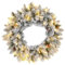 HOMCOM 60cm Pre-Lit Christmas Wreath for Front Door with LED Lights, Pine Cones and Berries, Flocked Winter Wreath for Windows, Wall Decoration, Green
