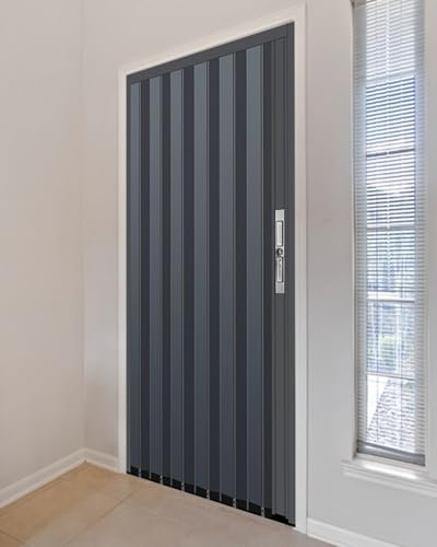 Schiebetür Falttür Abschließbare Falttür mit Ziehharmonika-Design, Schiebetüren aus Aluminiumlegierung dür Den Schrank zu Hause, Badezimmer, Schlafzimmer, Wohnmobil, Sichtschutz, Raumteiler(73x80in(18