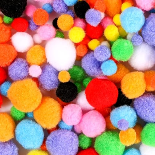 1000 Stück Pompons zum Basteln - Mini Pompons Bunt 1-2.5cm, Pompons für Handwerk Herstellung, Pompons Deko Party Deko Pompons Bälle für Ostern, Weihnachten, Kinder