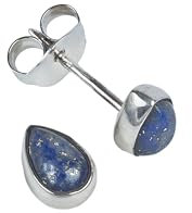 Ohrstecker 925 Silber Lapis Lazuli blauer Stein Edelstein Ohrringe echt Silber Damen Sterling Silber Stecker Geschenk (MOS-101-06)