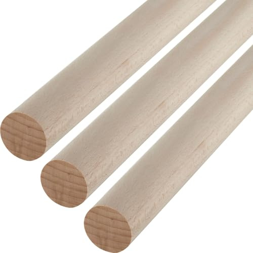 3 Stück SOTECH Buche Rundstäbe glatt Ø30 x 800 mm Rundhölzer Holzstäbe | zum Basteln oder als Garderobenstangen