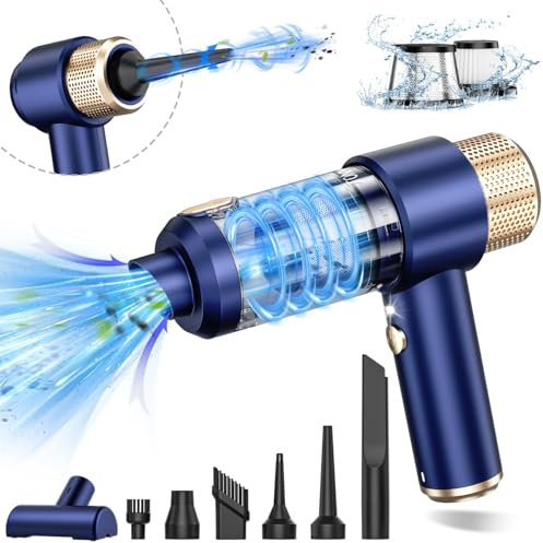 Redcoutt Aspirateur Voiture, 16000PA 4 en 1 Mini Aspirateur sans Fil a Main avec Aspiration, Soufflage, Gonflable Puissant Vacuum Cleaner, Maison, Bureau, Animaux Domestiques