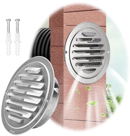 Griglia Aerazione Tonda 60~250 Mm Griglia Di Ventilazione In Acciaio Inox 304 Con Rete Fine, Presa D'Aria Rotonda Per Bagno Cucina Camino E Cantina(60 mm/2.4 in)